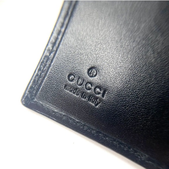 GUCCI VINTAGE GG LOGO PLATE LEATHER WALLET MEN BIFOLD BLACK - Picture 2 of 15